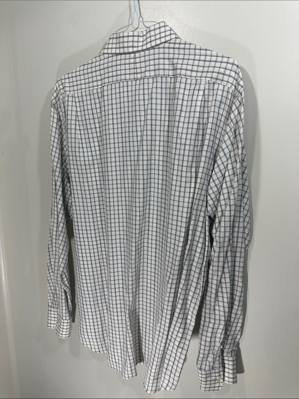 Polo by Ralph Lauren White Dress Shirt with Navy & Brown Windowpane XL - Picture 5 of 6